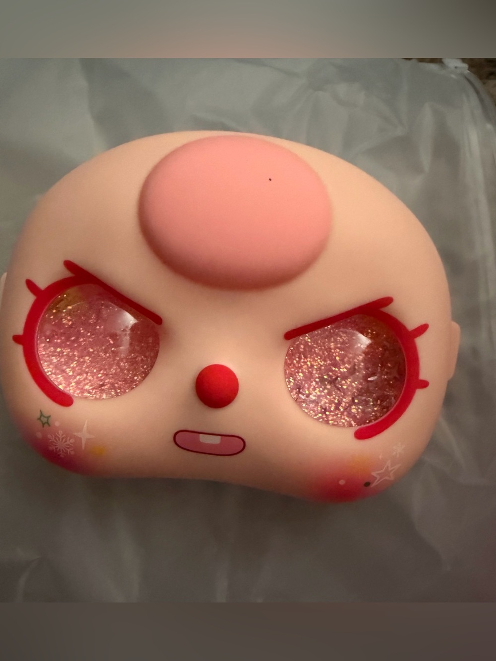 Pink Glitter Baby Three 400% Face